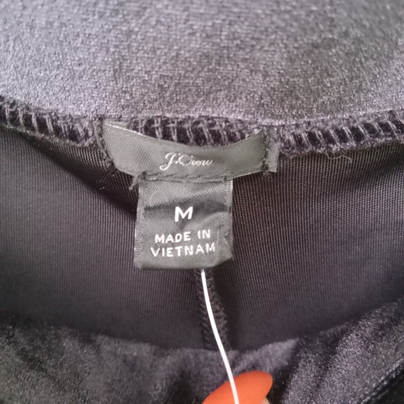 J.Crew Velvet Leggings Womens Sz.M Black Stretch Pants Holiday Formal Corpcore - Picture 2 of 5